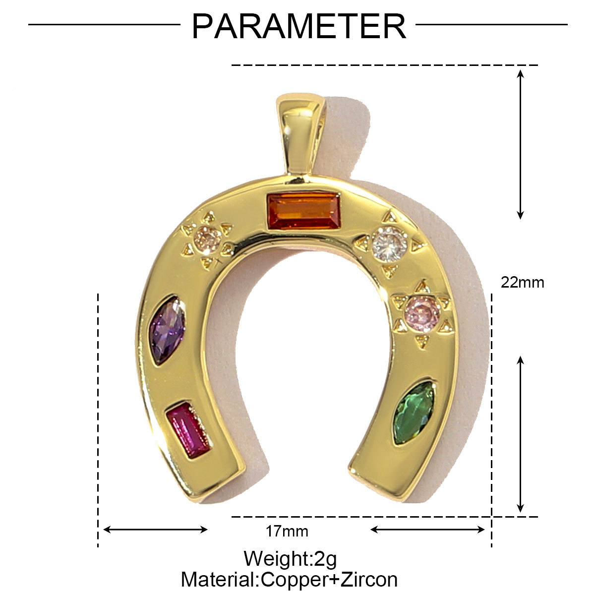 6pcs/pack Luxury Cubic Zircon Horseshoe Cross Pendant Angel Wing Unicorn Turtle Copper CZ Charms For DIY Jewelry Necklace Making