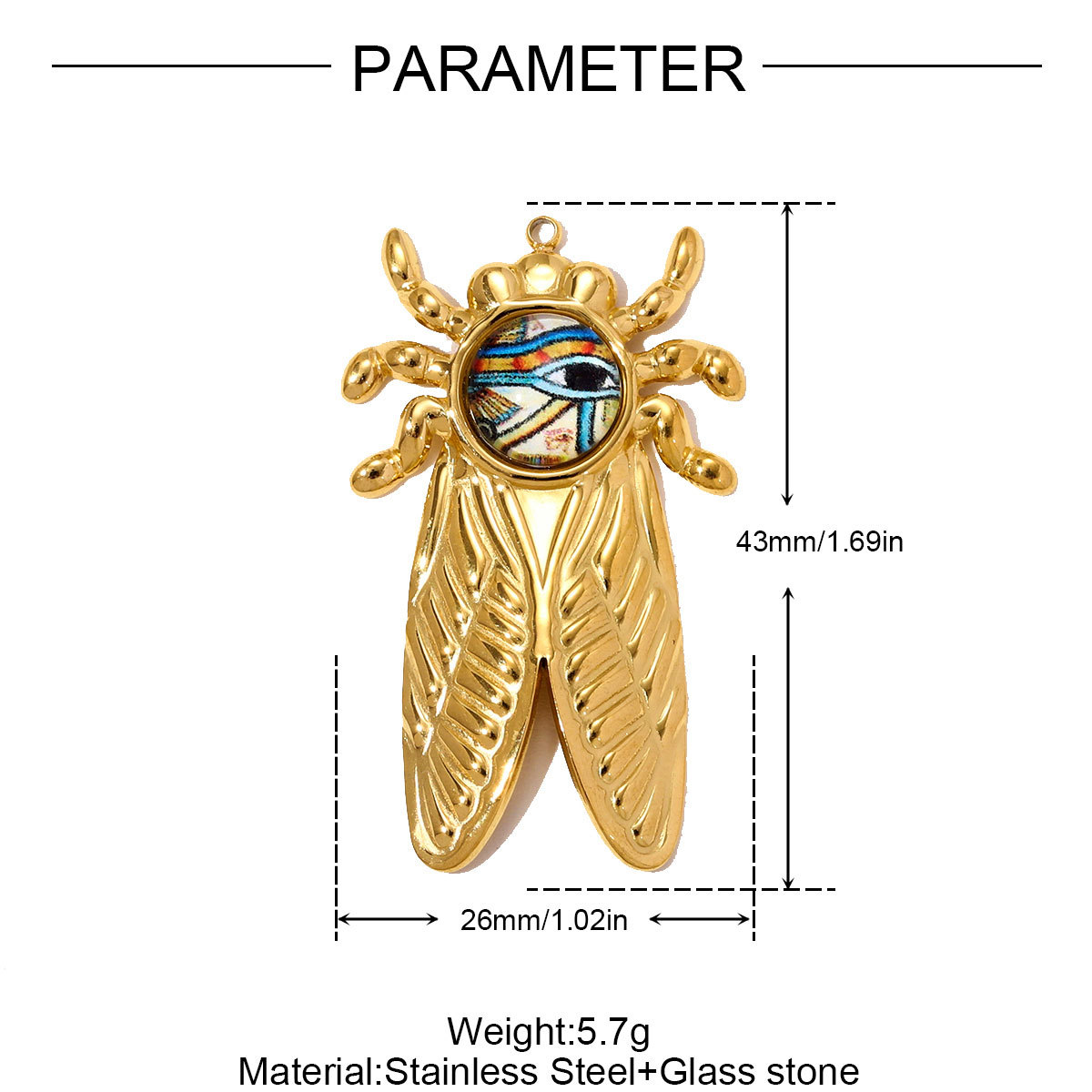 6pcs/pack Stainless Steel Cicada Butterfly Necklace Pendants Enamel Love Heart DIY Earring Charms Women Geometric Jewelry Wholesale