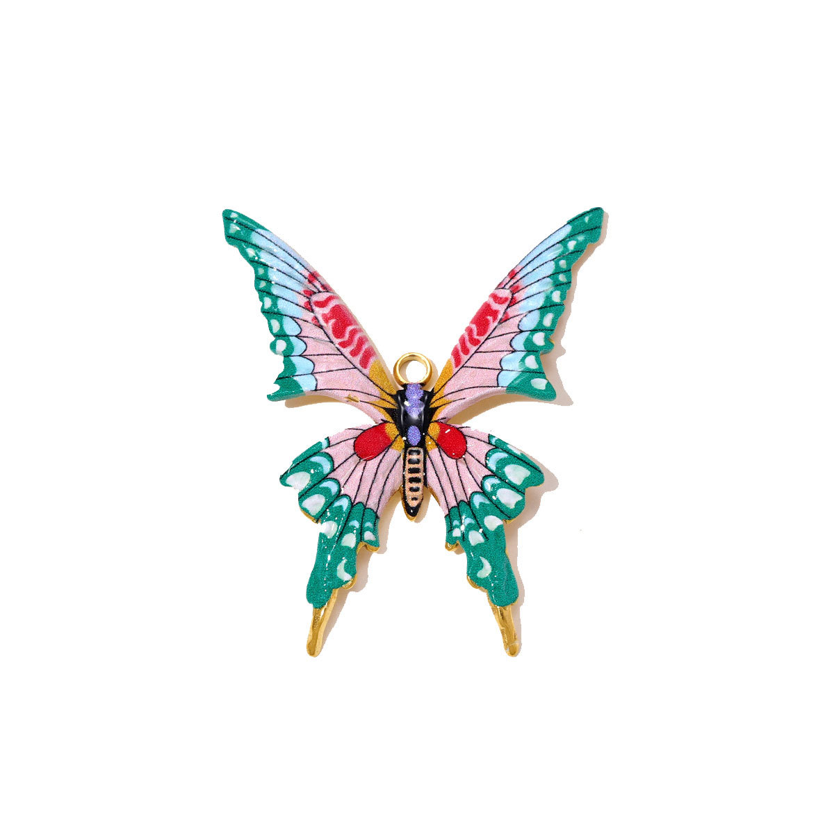 6pcs/pack Stainless Steel Cicada Butterfly Necklace Pendants Enamel Love Heart DIY Earring Charms Women Geometric Jewelry Wholesale