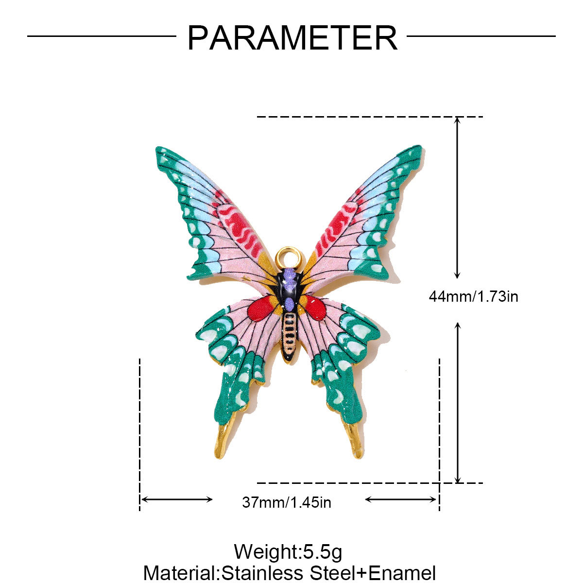 6pcs/pack Stainless Steel Cicada Butterfly Necklace Pendants Enamel Love Heart DIY Earring Charms Women Geometric Jewelry Wholesale