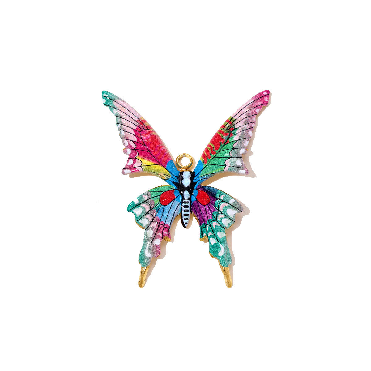 6pcs/pack Stainless Steel Cicada Butterfly Necklace Pendants Enamel Love Heart DIY Earring Charms Women Geometric Jewelry Wholesale