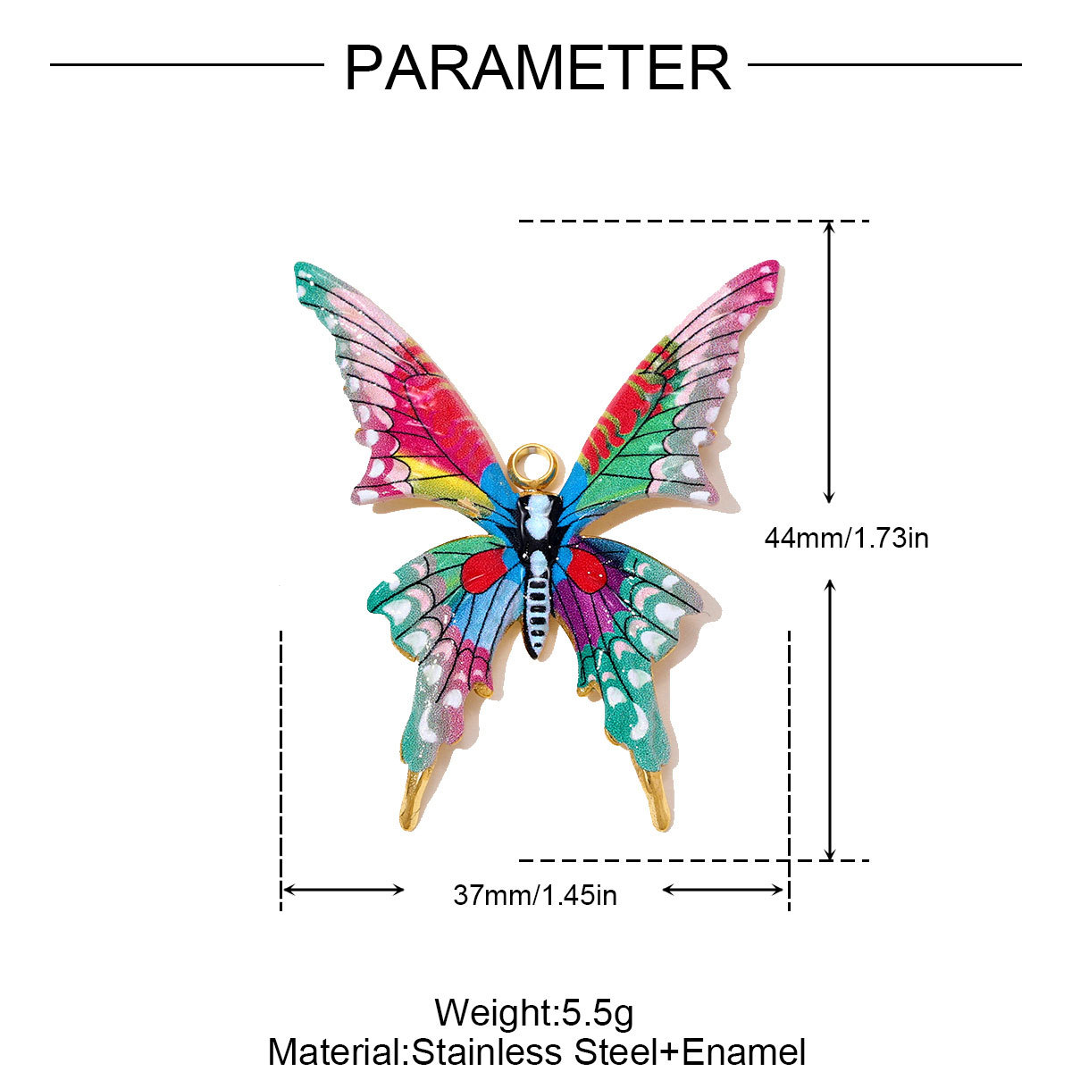 6pcs/pack Stainless Steel Cicada Butterfly Necklace Pendants Enamel Love Heart DIY Earring Charms Women Geometric Jewelry Wholesale