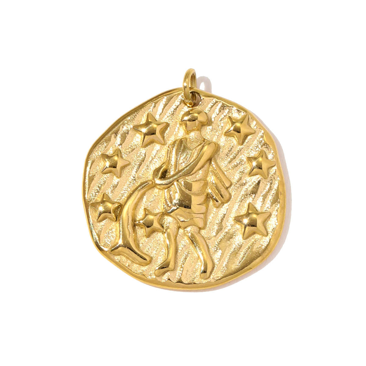 6pcs/pack Fashion Stainless Steel Emboss Zodiac Necklace Pendant Taurus Aries DIY Charm Women 12 Star Signs Jewelry Wholesale