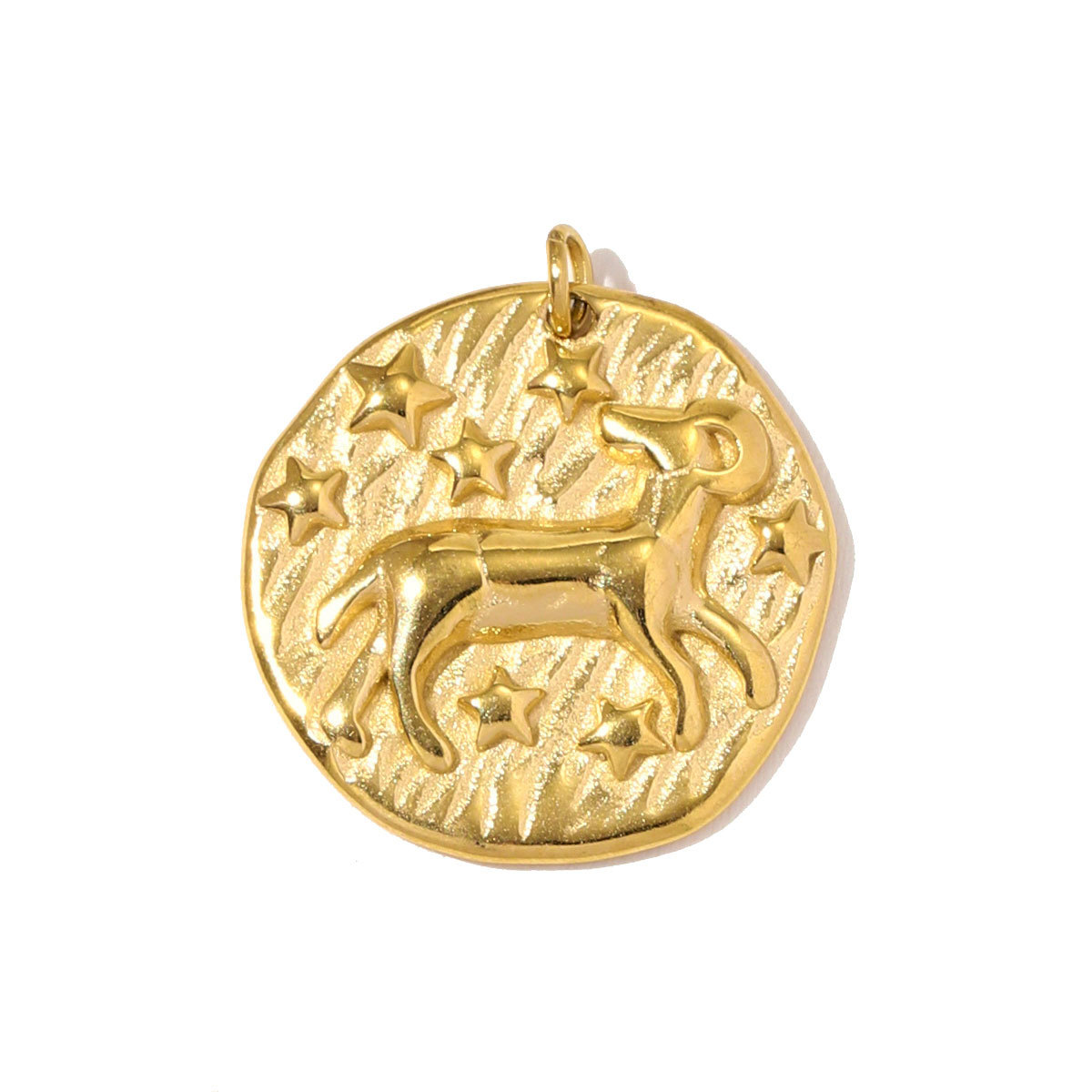6pcs/pack Fashion Stainless Steel Emboss Zodiac Necklace Pendant Taurus Aries DIY Charm Women 12 Star Signs Jewelry Wholesale