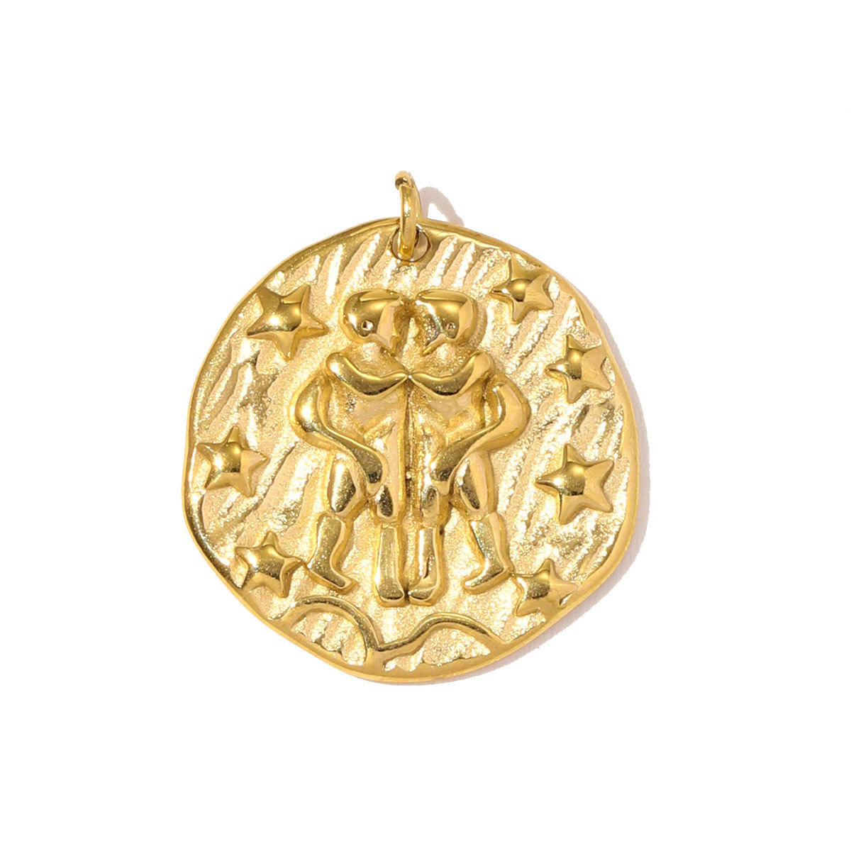 6pcs/pack Fashion Stainless Steel Emboss Zodiac Necklace Pendant Taurus Aries DIY Charm Women 12 Star Signs Jewelry Wholesale