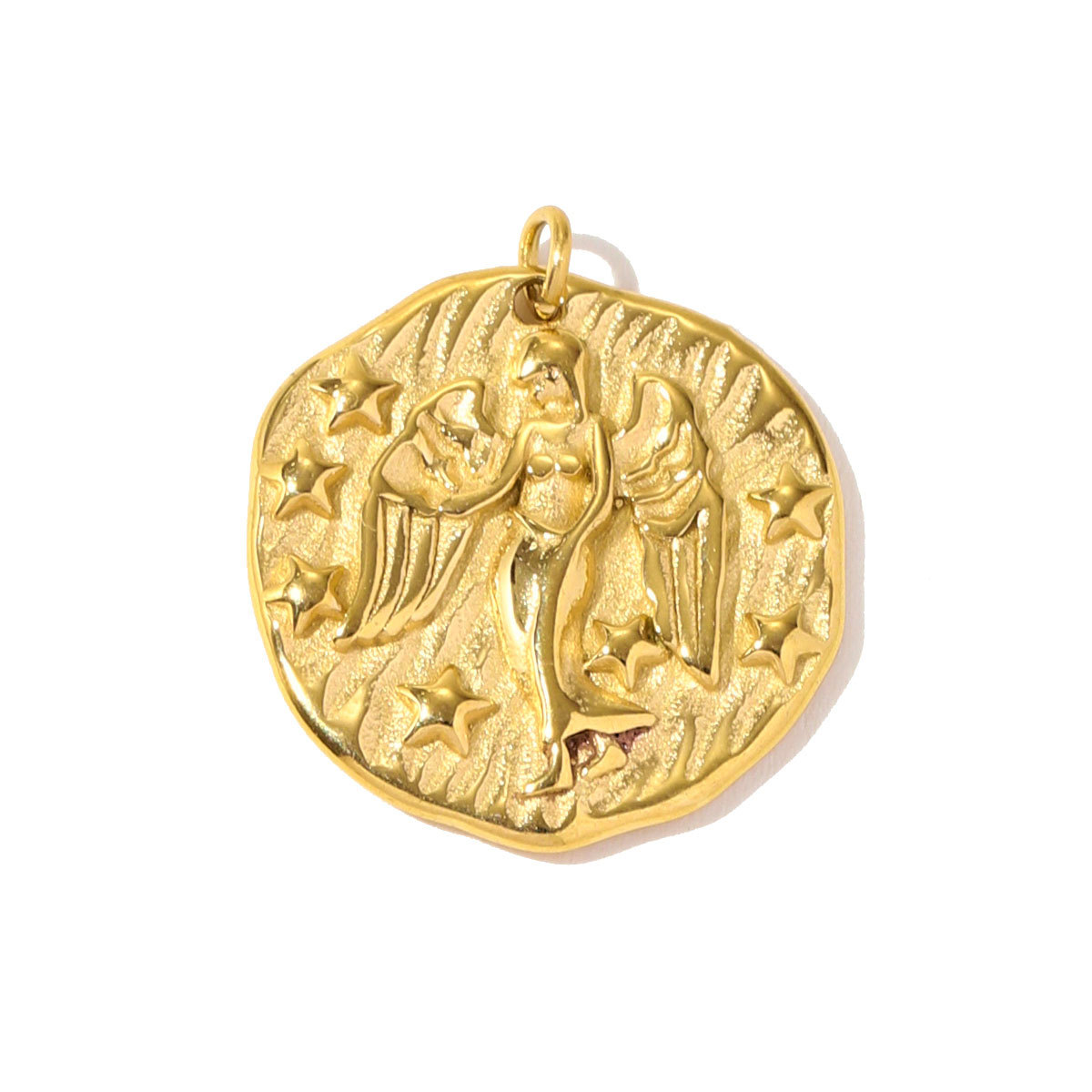 6pcs/pack Fashion Stainless Steel Emboss Zodiac Necklace Pendant Taurus Aries DIY Charm Women 12 Star Signs Jewelry Wholesale
