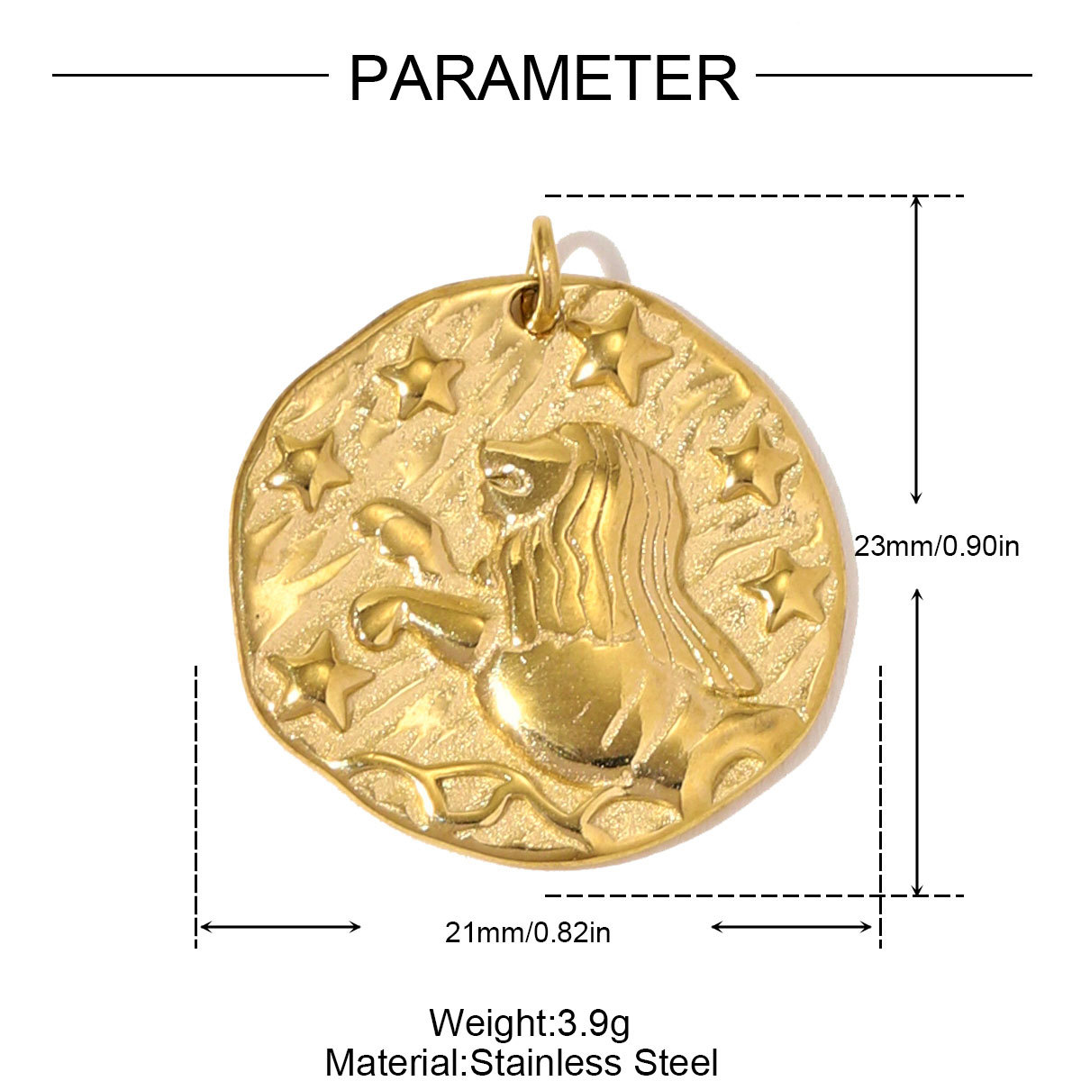 6pcs/pack Fashion Stainless Steel Emboss Zodiac Necklace Pendant Taurus Aries DIY Charm Women 12 Star Signs Jewelry Wholesale