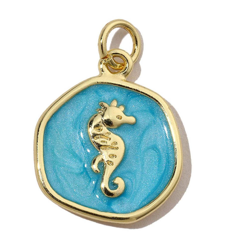 6pcs/pack Enamel Ace Heart Poker Seahorse Copper Zircon DIY Charm Women Fish Tail Flower Pendant Bracelet Necklace Making Jewelry