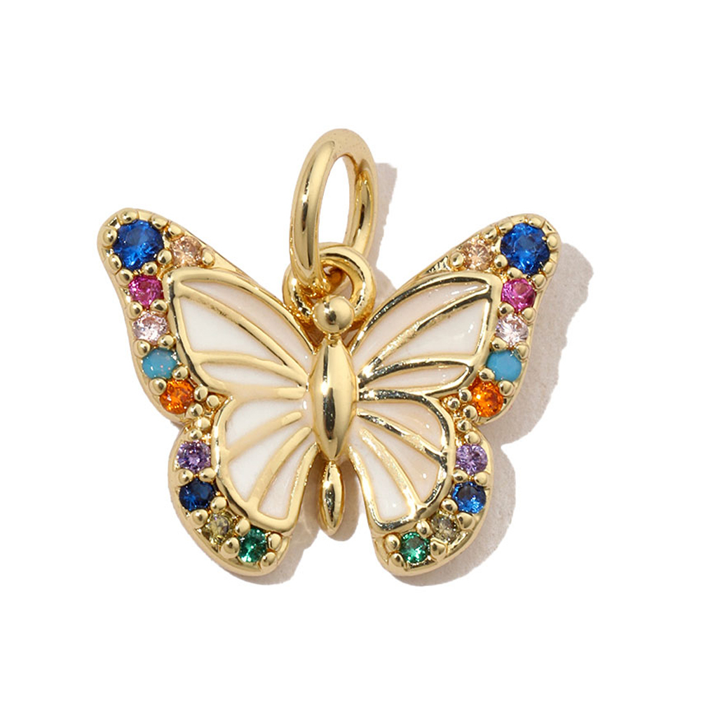 6pcs/pack Enamel Ace Heart Poker Seahorse Copper Zircon DIY Charm Women Fish Tail Flower Pendant Bracelet Necklace Making Jewelry
