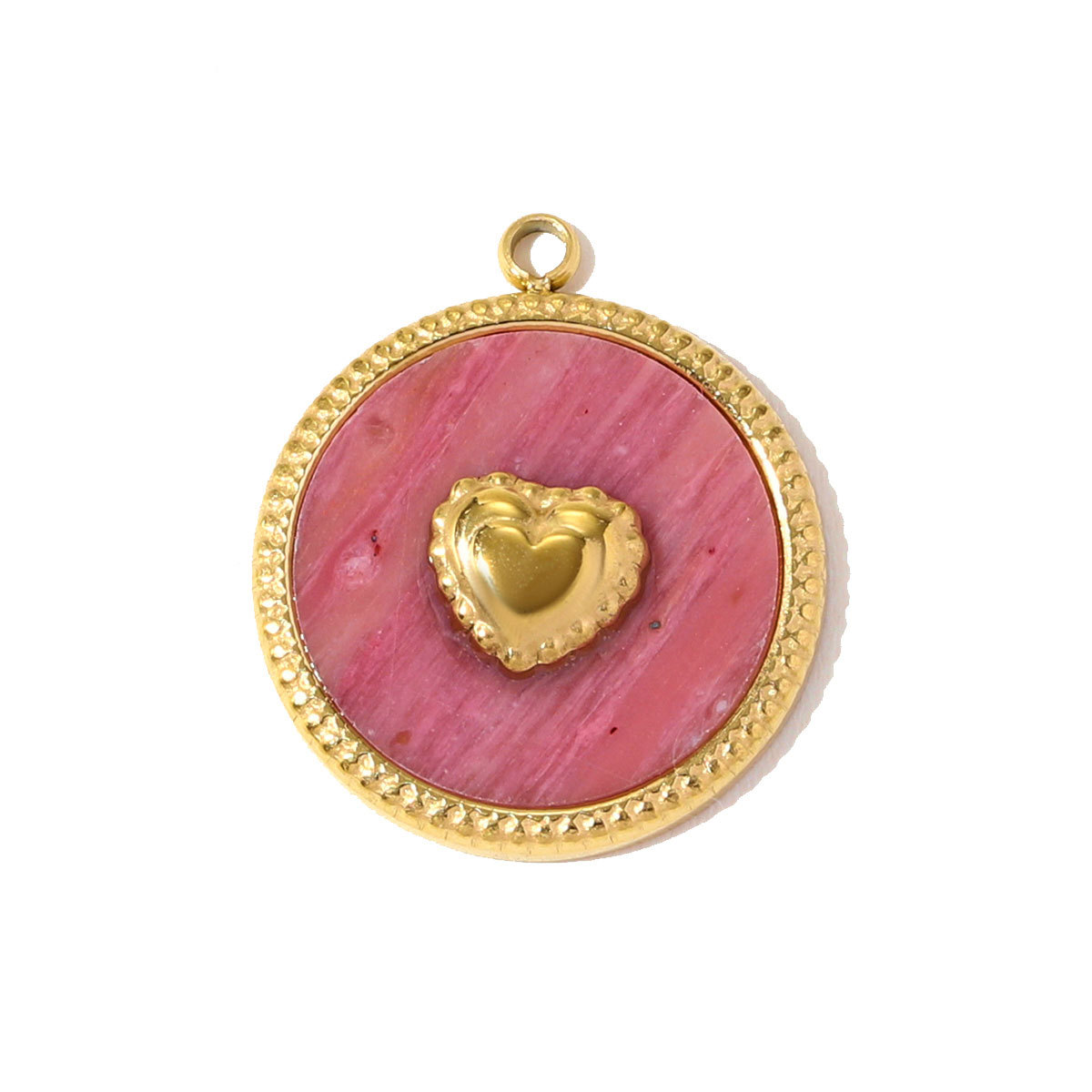 6pcs/pack Stainless Steel French Retro Love Heart Necklace Pendant Sun Shell DIY Charm Women Natural Stone Jewelry Wholesale
