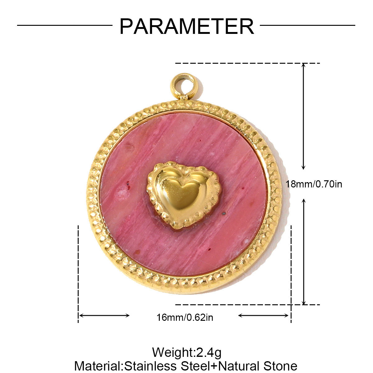 6pcs/pack Stainless Steel French Retro Love Heart Necklace Pendant Sun Shell DIY Charm Women Natural Stone Jewelry Wholesale