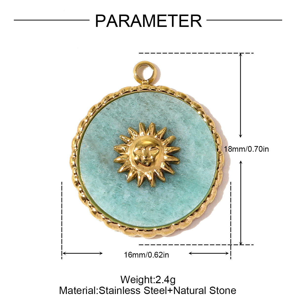 6pcs/pack Stainless Steel French Retro Love Heart Necklace Pendant Sun Shell DIY Charm Women Natural Stone Jewelry Wholesale