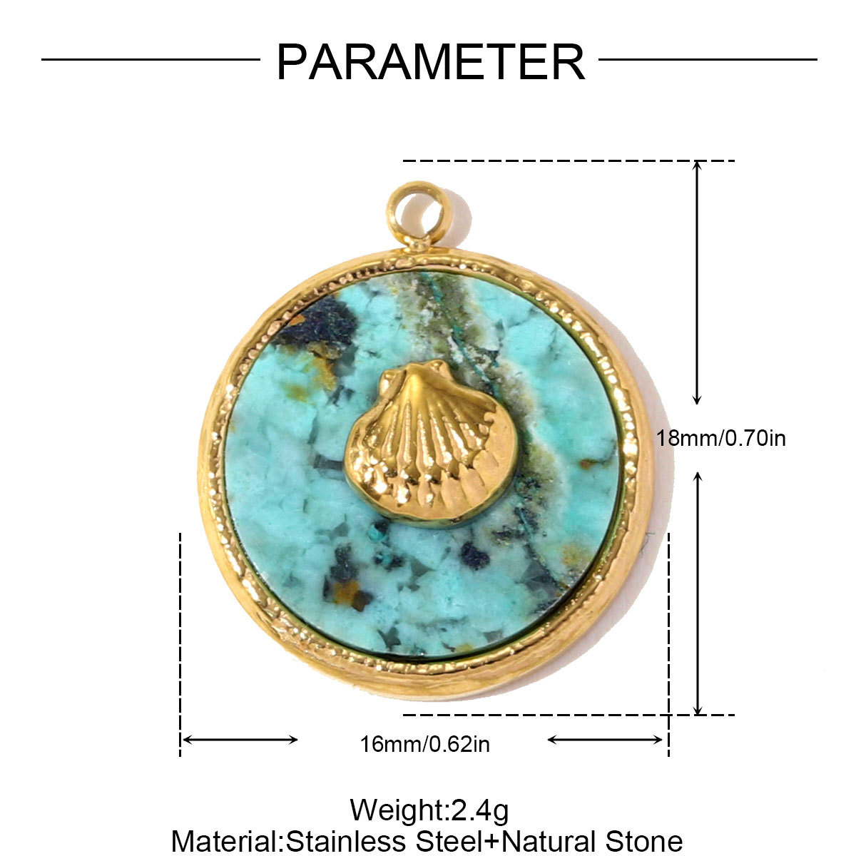 6pcs/pack Stainless Steel French Retro Love Heart Necklace Pendant Sun Shell DIY Charm Women Natural Stone Jewelry Wholesale