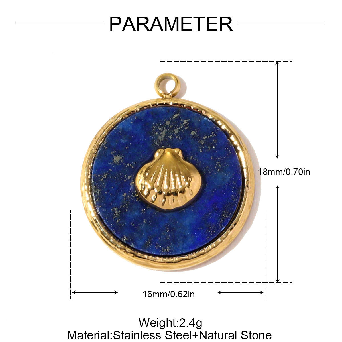 6pcs/pack Stainless Steel French Retro Love Heart Necklace Pendant Sun Shell DIY Charm Women Natural Stone Jewelry Wholesale