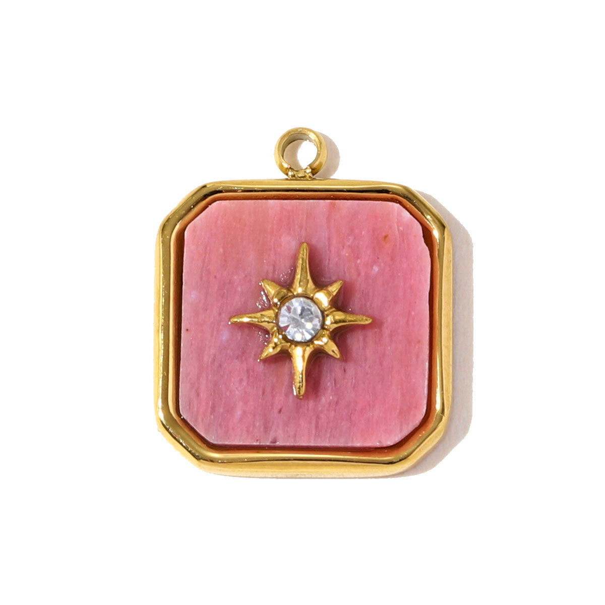 6pcs/pack Stainless Steel French Retro Love Heart Necklace Pendant Sun Shell DIY Charm Women Natural Stone Jewelry Wholesale