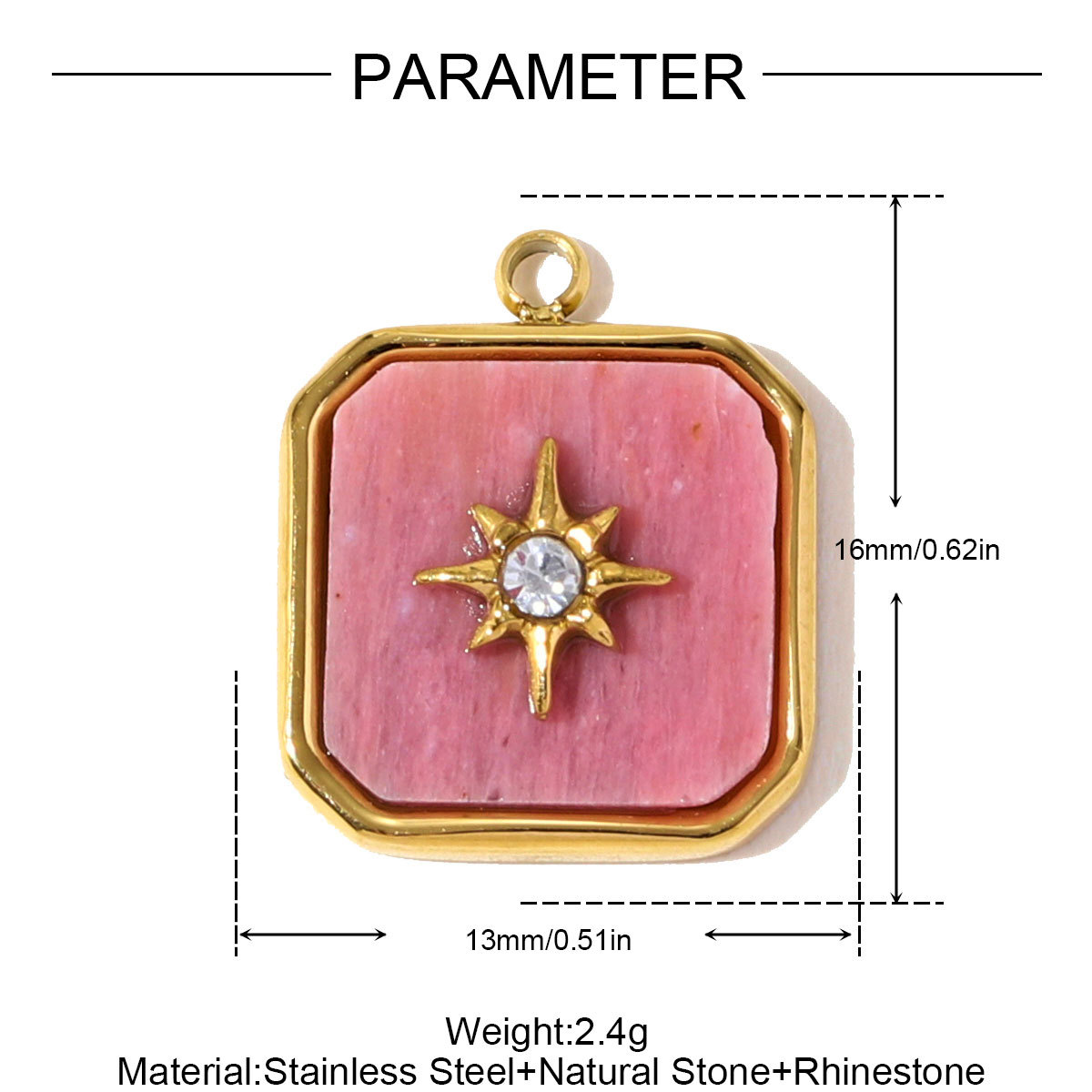 6pcs/pack Stainless Steel French Retro Love Heart Necklace Pendant Sun Shell DIY Charm Women Natural Stone Jewelry Wholesale