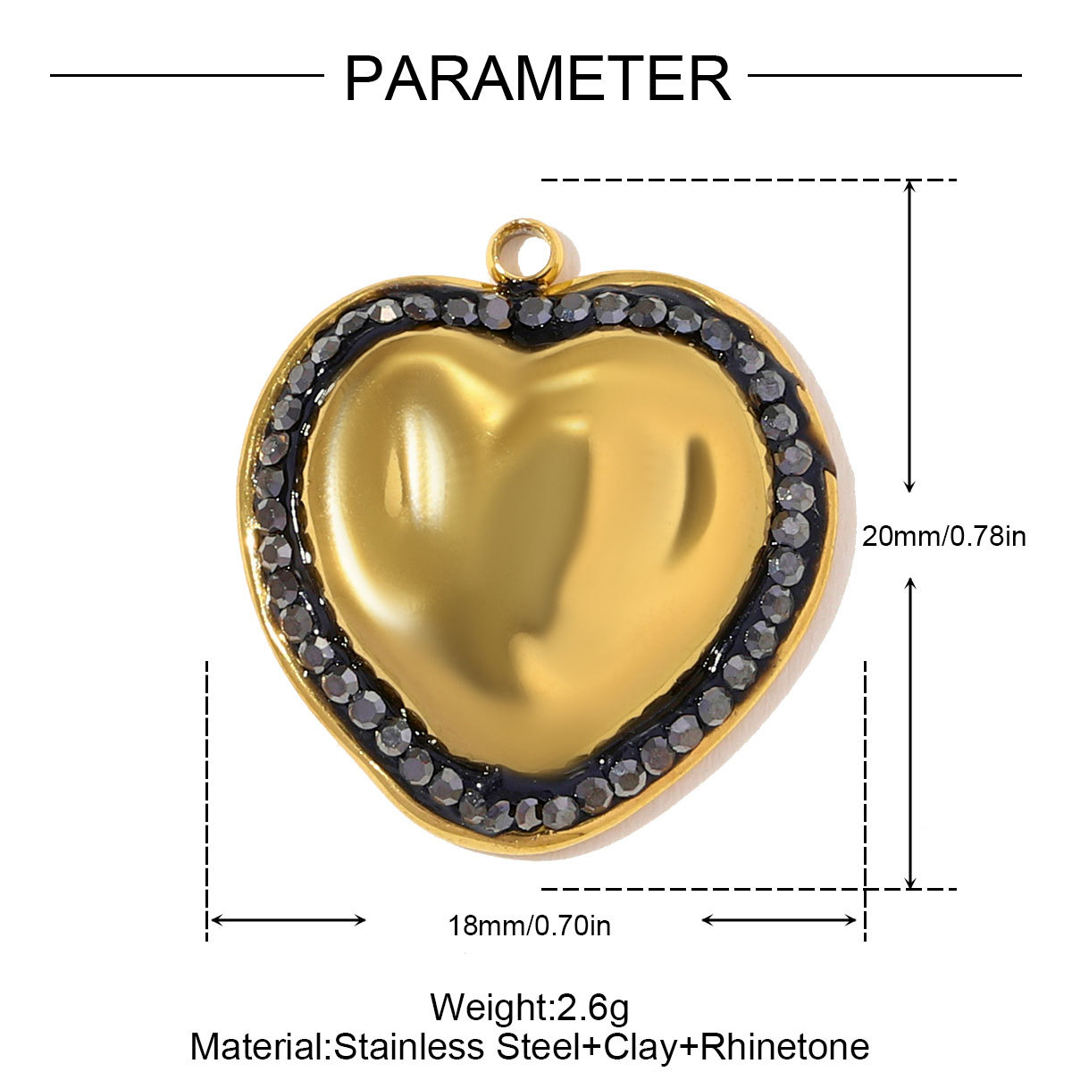 6pcs/pack Stainless Steel Heterotypic Rhinestone Necklace Pendant Starfish Heart DIY Bracelet Charm Women Fashion Jewelry Wholesale
