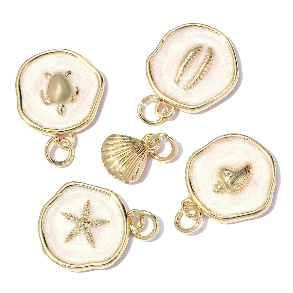 6pcs/pack Copper Zircon Turtle DIY Charms Women Whale Mermaid Tail Starfish Necklace Pendant Ocean Theme Jewelry Bracelet Making