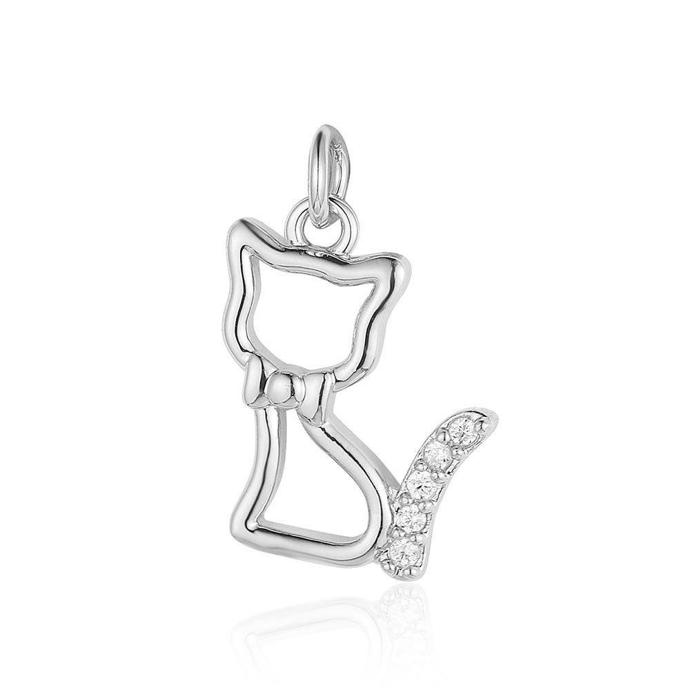 6pcs/pack Copper Zircon Airplane DIY Bracelet Charms Women Hollow Heart Sitting Cat Swallow Star Pendants Necklace Making Jewelry