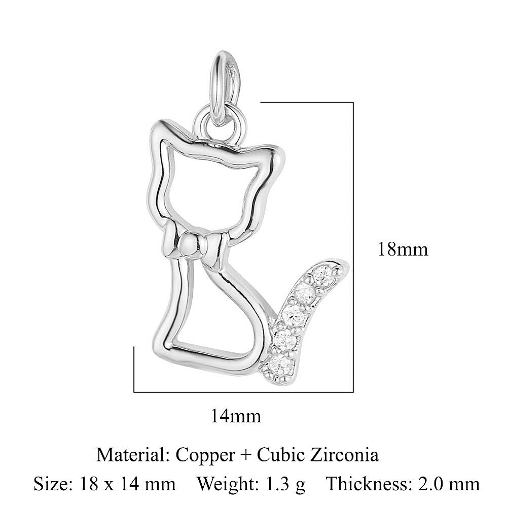 6pcs/pack Copper Zircon Airplane DIY Bracelet Charms Women Hollow Heart Sitting Cat Swallow Star Pendants Necklace Making Jewelry