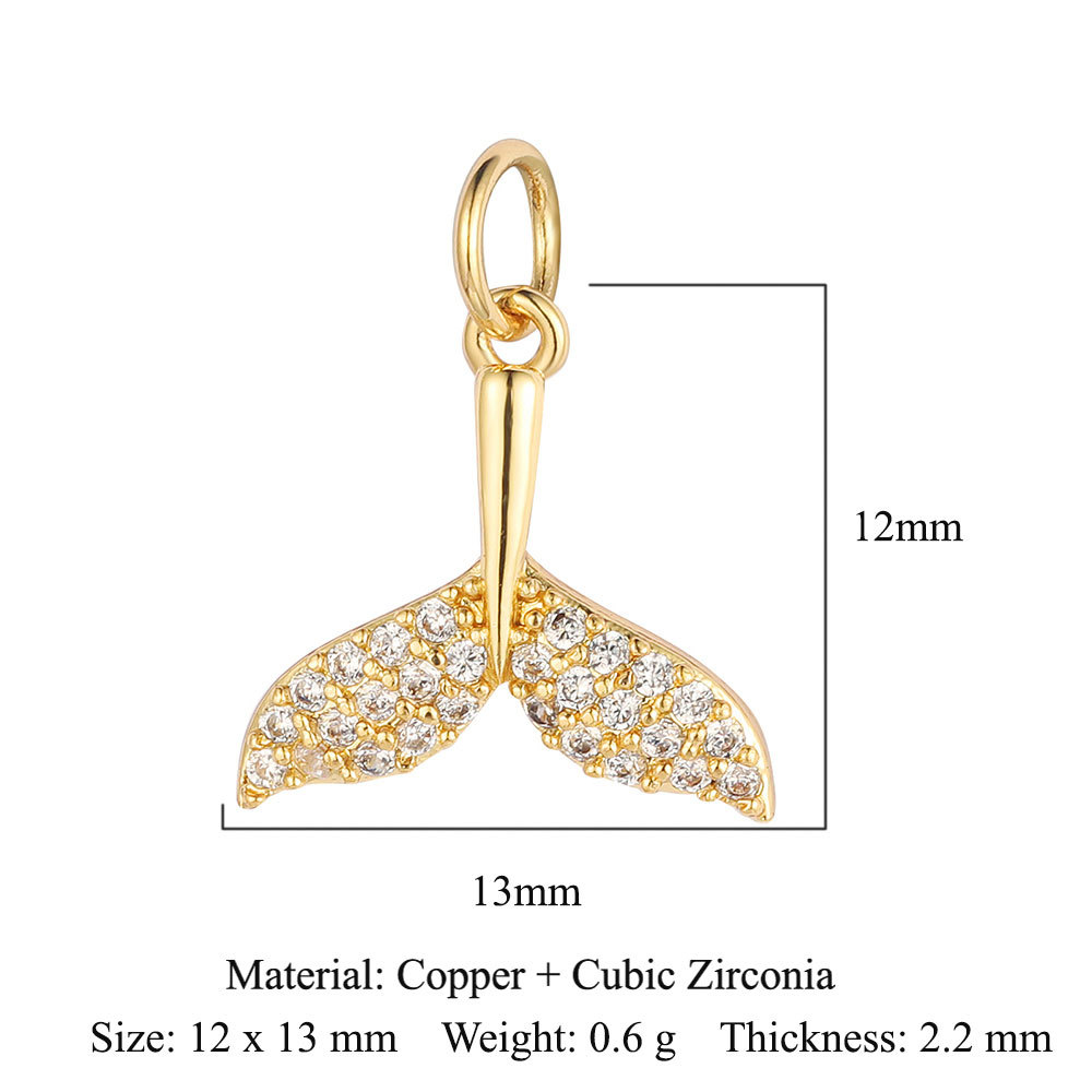 6pcs/pack Copper Zircon Airplane DIY Bracelet Charms Women Hollow Heart Sitting Cat Swallow Star Pendants Necklace Making Jewelry