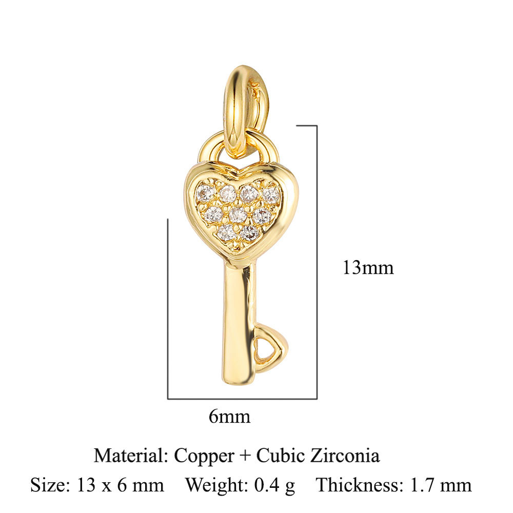 6pcs/pack Copper Zircon Airplane DIY Bracelet Charms Women Hollow Heart Sitting Cat Swallow Star Pendants Necklace Making Jewelry