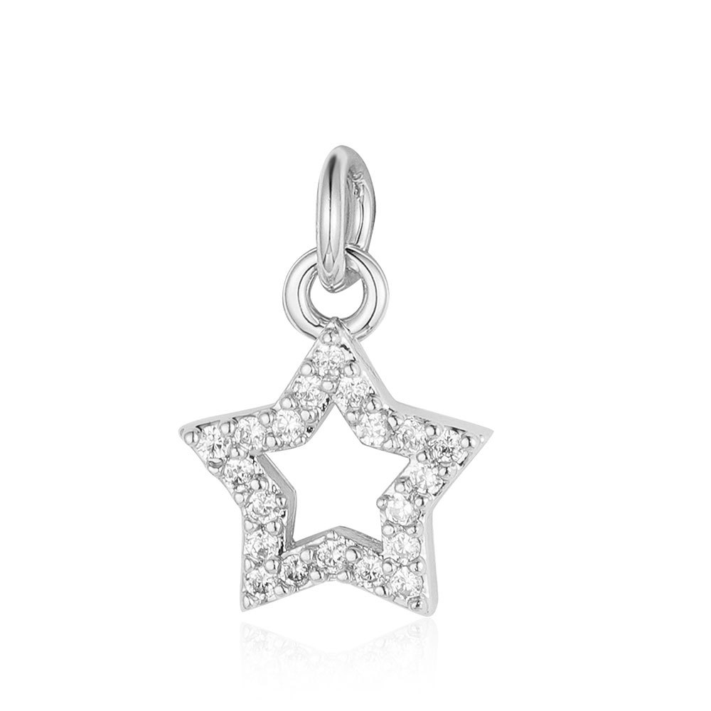 6pcs/pack Copper Zircon Airplane DIY Bracelet Charms Women Hollow Heart Sitting Cat Swallow Star Pendants Necklace Making Jewelry