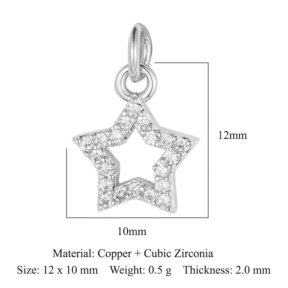 6pcs/pack Copper Zircon Airplane DIY Bracelet Charms Women Hollow Heart Sitting Cat Swallow Star Pendants Necklace Making Jewelry