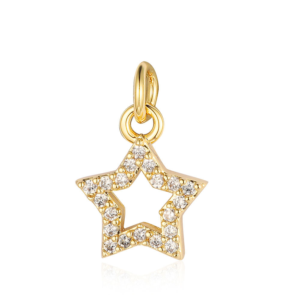 6pcs/pack Copper Zircon Airplane DIY Bracelet Charms Women Hollow Heart Sitting Cat Swallow Star Pendants Necklace Making Jewelry