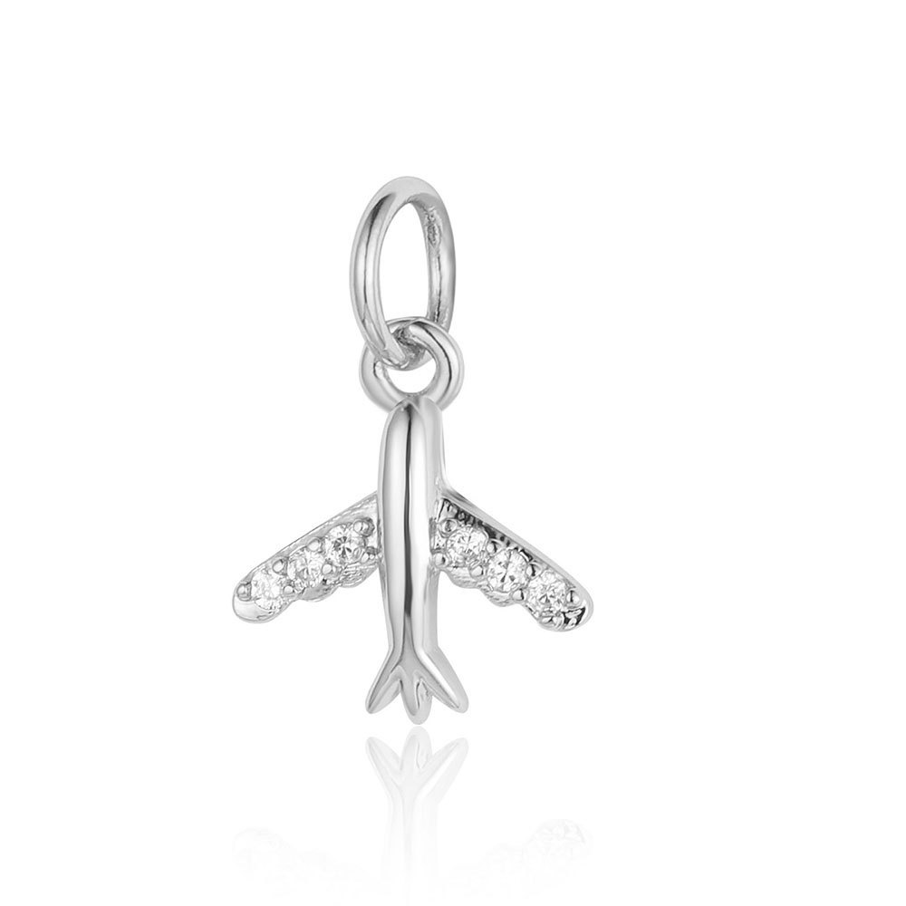 6pcs/pack Copper Zircon Airplane DIY Bracelet Charms Women Hollow Heart Sitting Cat Swallow Star Pendants Necklace Making Jewelry