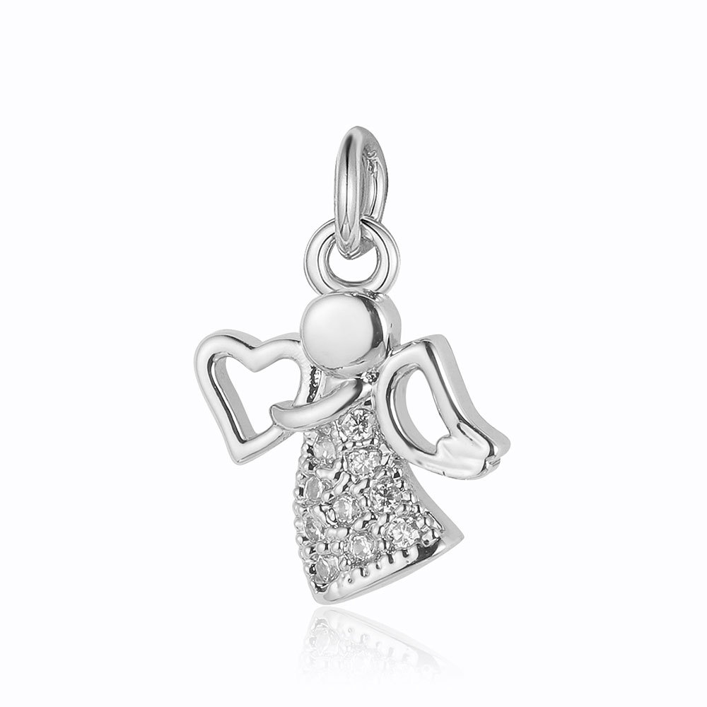 6pcs/pack Copper Zircon Airplane DIY Bracelet Charms Women Hollow Heart Sitting Cat Swallow Star Pendants Necklace Making Jewelry
