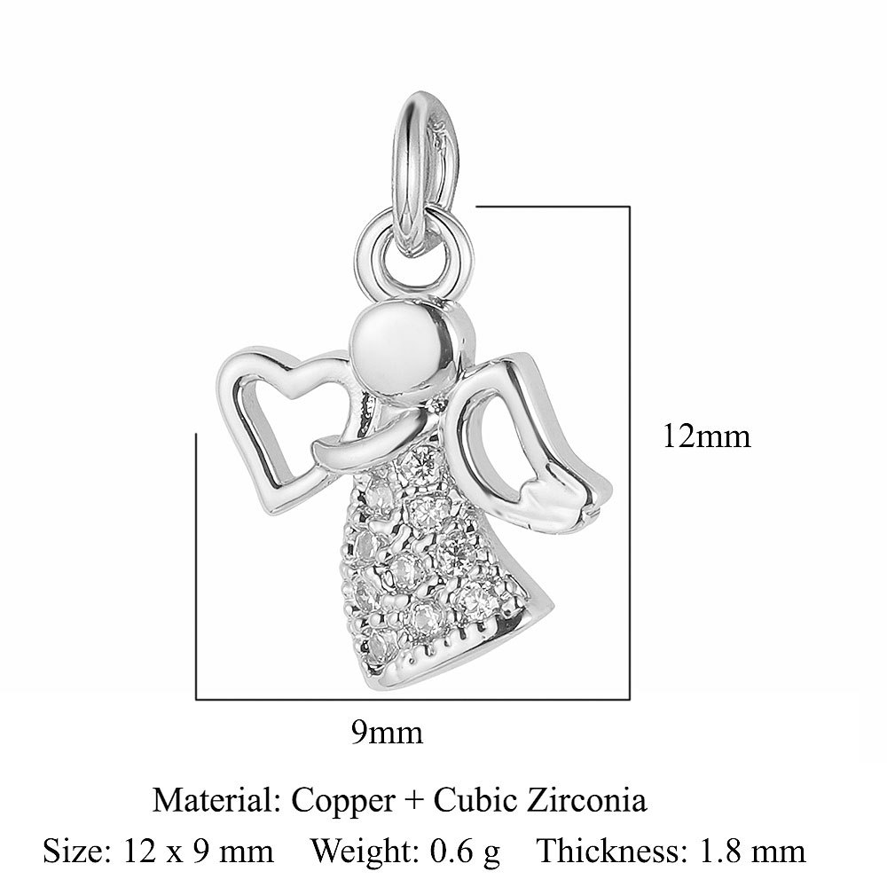 6pcs/pack Copper Zircon Airplane DIY Bracelet Charms Women Hollow Heart Sitting Cat Swallow Star Pendants Necklace Making Jewelry