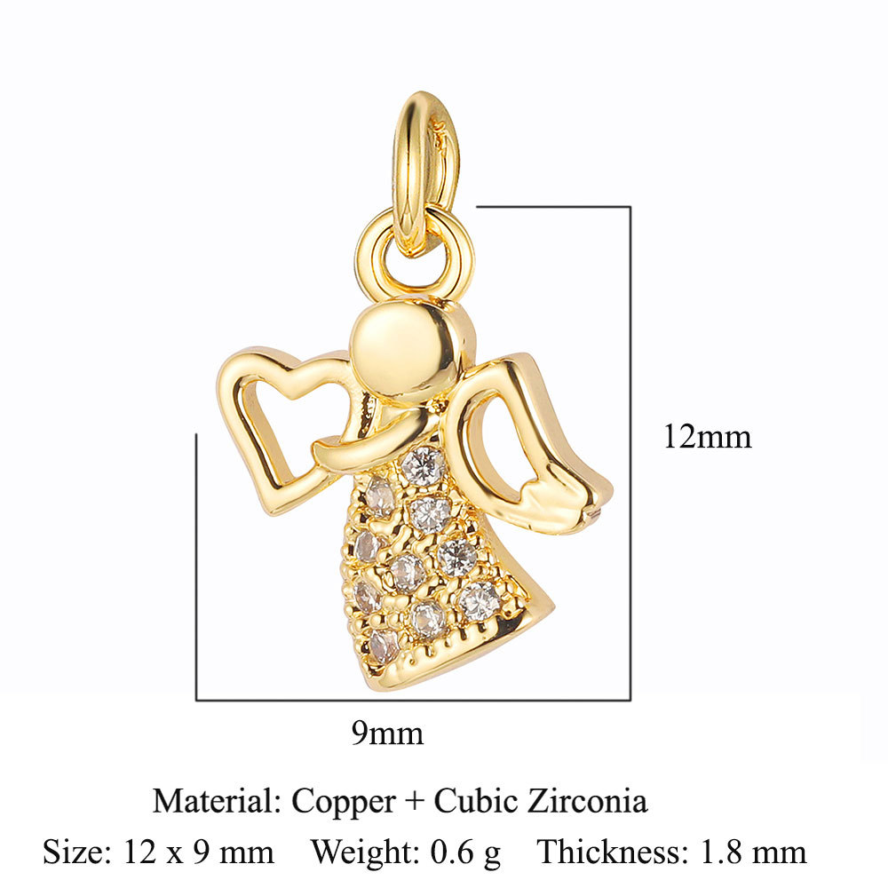 6pcs/pack Copper Zircon Airplane DIY Bracelet Charms Women Hollow Heart Sitting Cat Swallow Star Pendants Necklace Making Jewelry