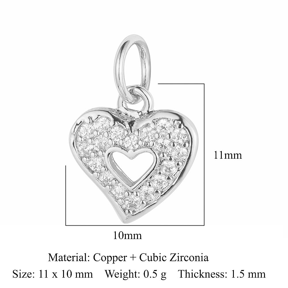 6pcs/pack Copper Zircon Airplane DIY Bracelet Charms Women Hollow Heart Sitting Cat Swallow Star Pendants Necklace Making Jewelry