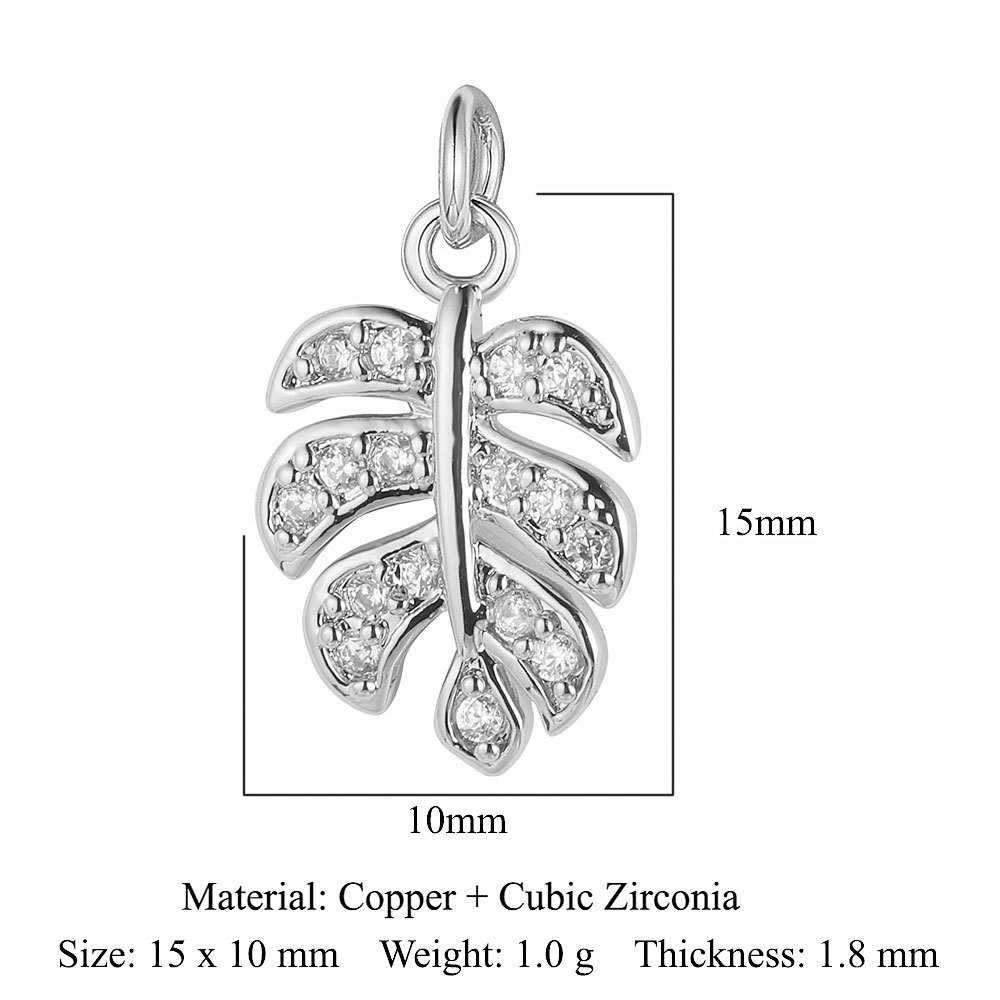 6pcs/pack Copper Zircon Airplane DIY Bracelet Charms Women Hollow Heart Sitting Cat Swallow Star Pendants Necklace Making Jewelry