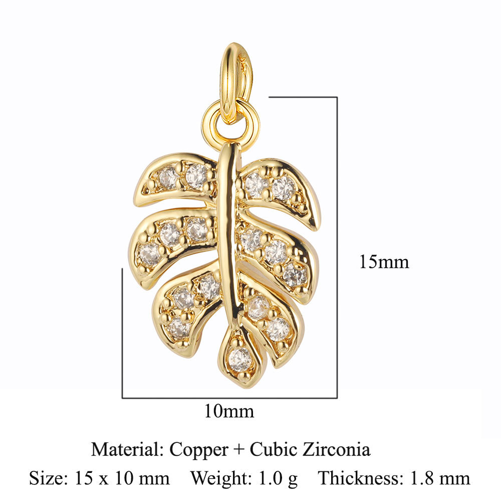 6pcs/pack Copper Zircon Airplane DIY Bracelet Charms Women Hollow Heart Sitting Cat Swallow Star Pendants Necklace Making Jewelry