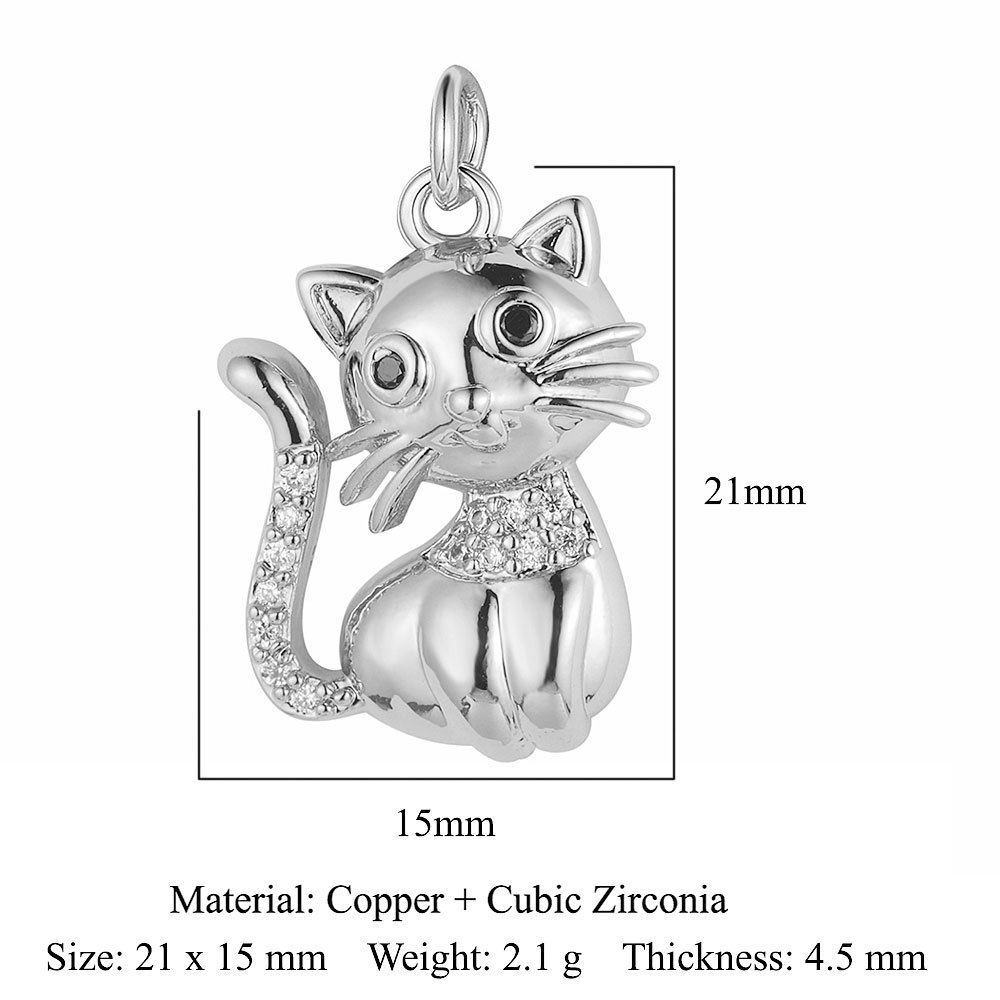 6pcs/pack Copper Zircon Airplane DIY Bracelet Charms Women Hollow Heart Sitting Cat Swallow Star Pendants Necklace Making Jewelry