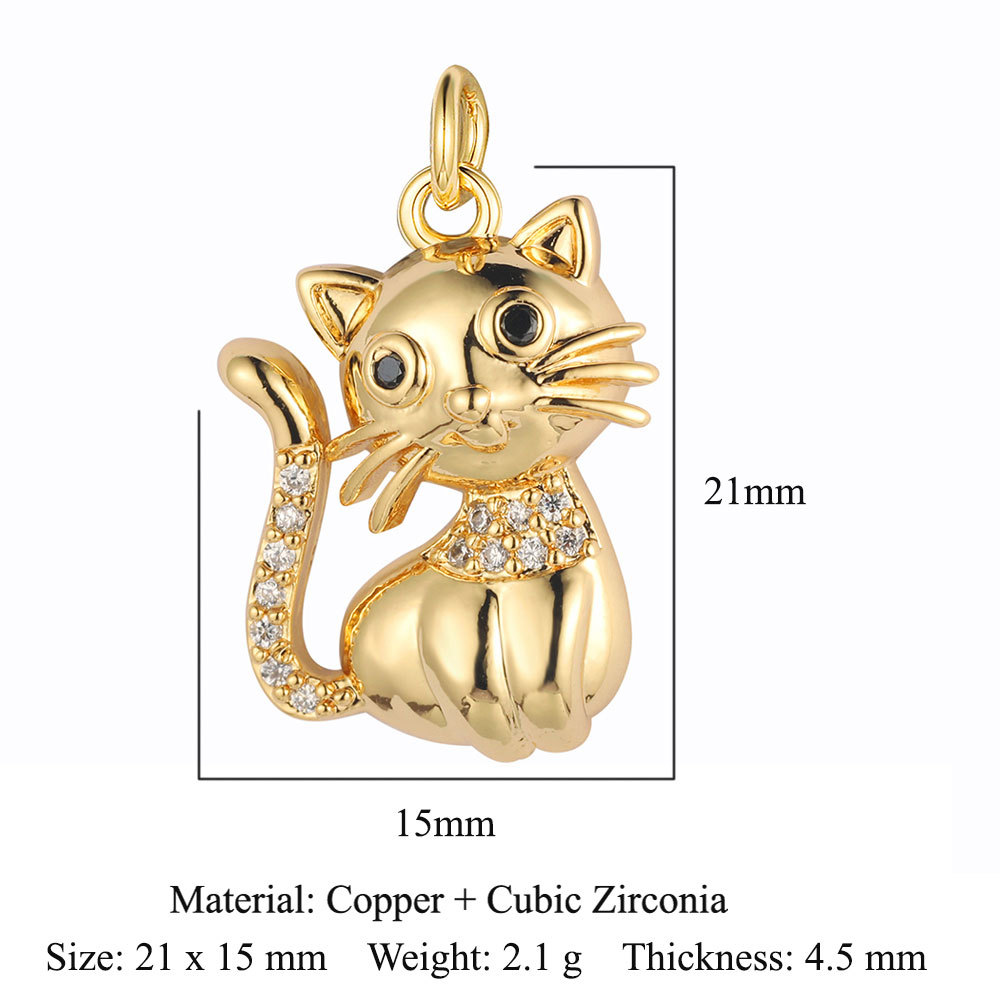 6pcs/pack Copper Zircon Airplane DIY Bracelet Charms Women Hollow Heart Sitting Cat Swallow Star Pendants Necklace Making Jewelry