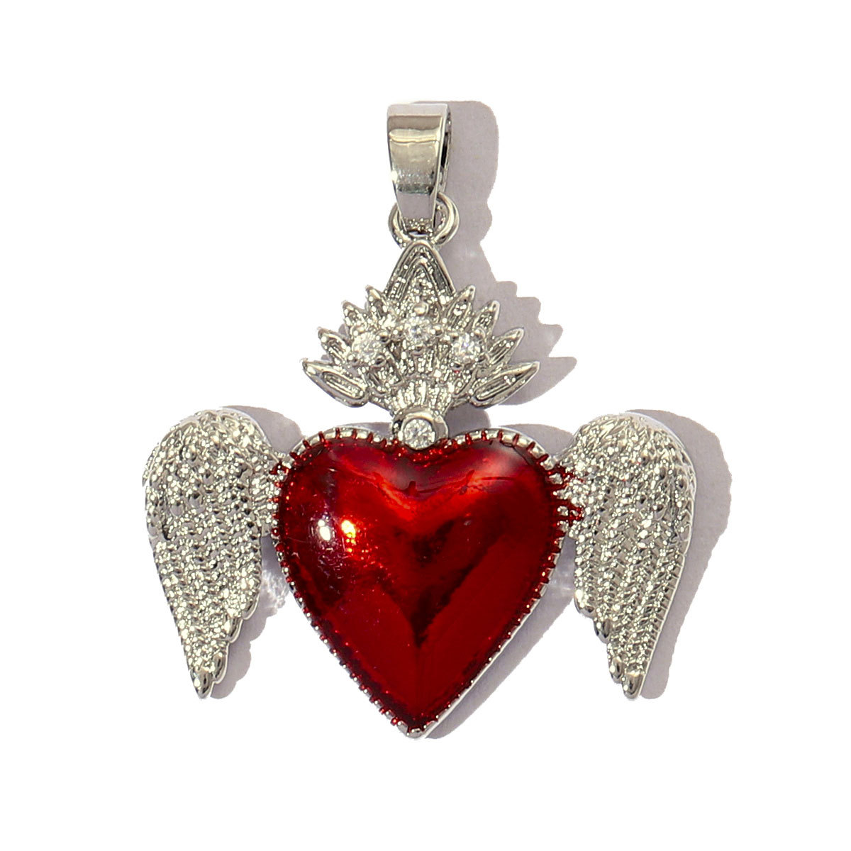 6pcs/pack Luxury 18k Real Gold Cubic Zircon Angel Wing Heart Charms Copper CZ Love Pendants For DIY Jewelry Necklace Making