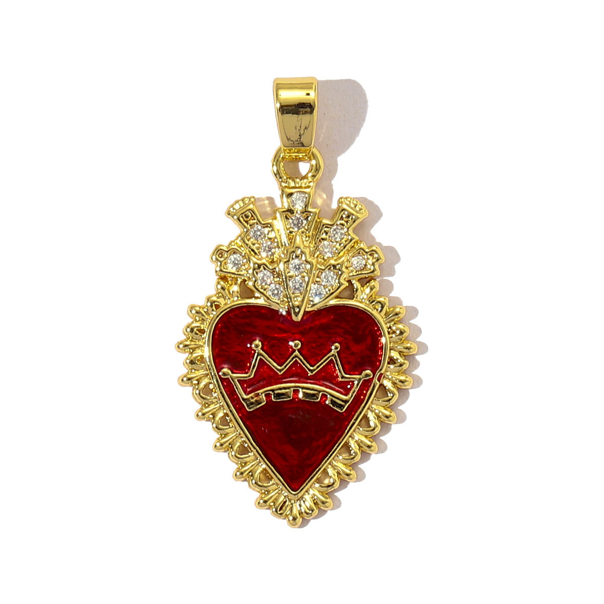 6pcs/pack Luxury 18k Real Gold Cubic Zircon Angel Wing Heart Charms Copper CZ Love Pendants For DIY Jewelry Necklace Making