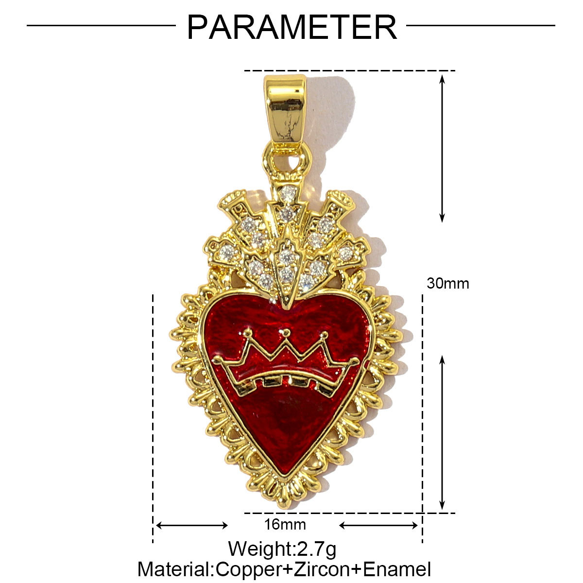 6pcs/pack Luxury 18k Real Gold Cubic Zircon Angel Wing Heart Charms Copper CZ Love Pendants For DIY Jewelry Necklace Making