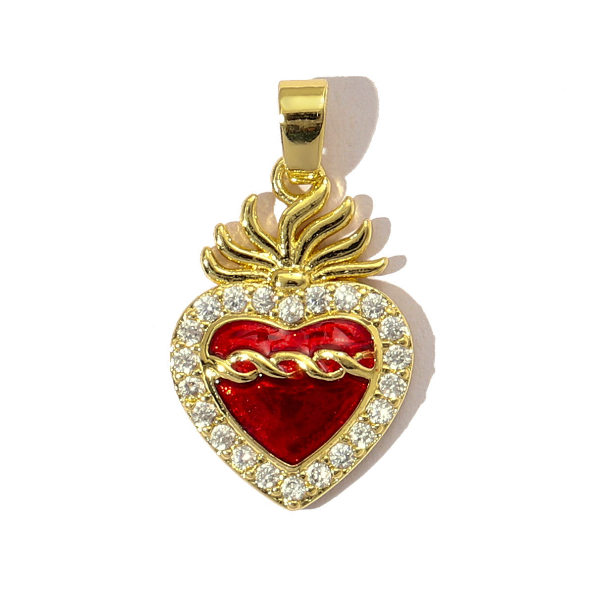 6pcs/pack Luxury 18k Real Gold Cubic Zircon Angel Wing Heart Charms Copper CZ Love Pendants For DIY Jewelry Necklace Making