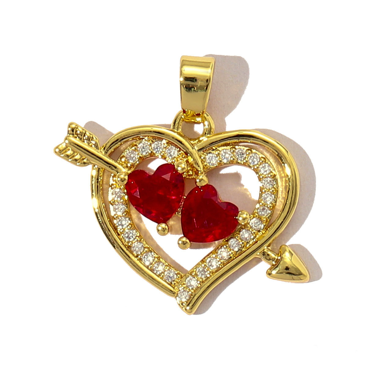 6pcs/pack Luxury 18k Real Gold Cubic Zircon Angel Wing Heart Charms Copper CZ Love Pendants For DIY Jewelry Necklace Making