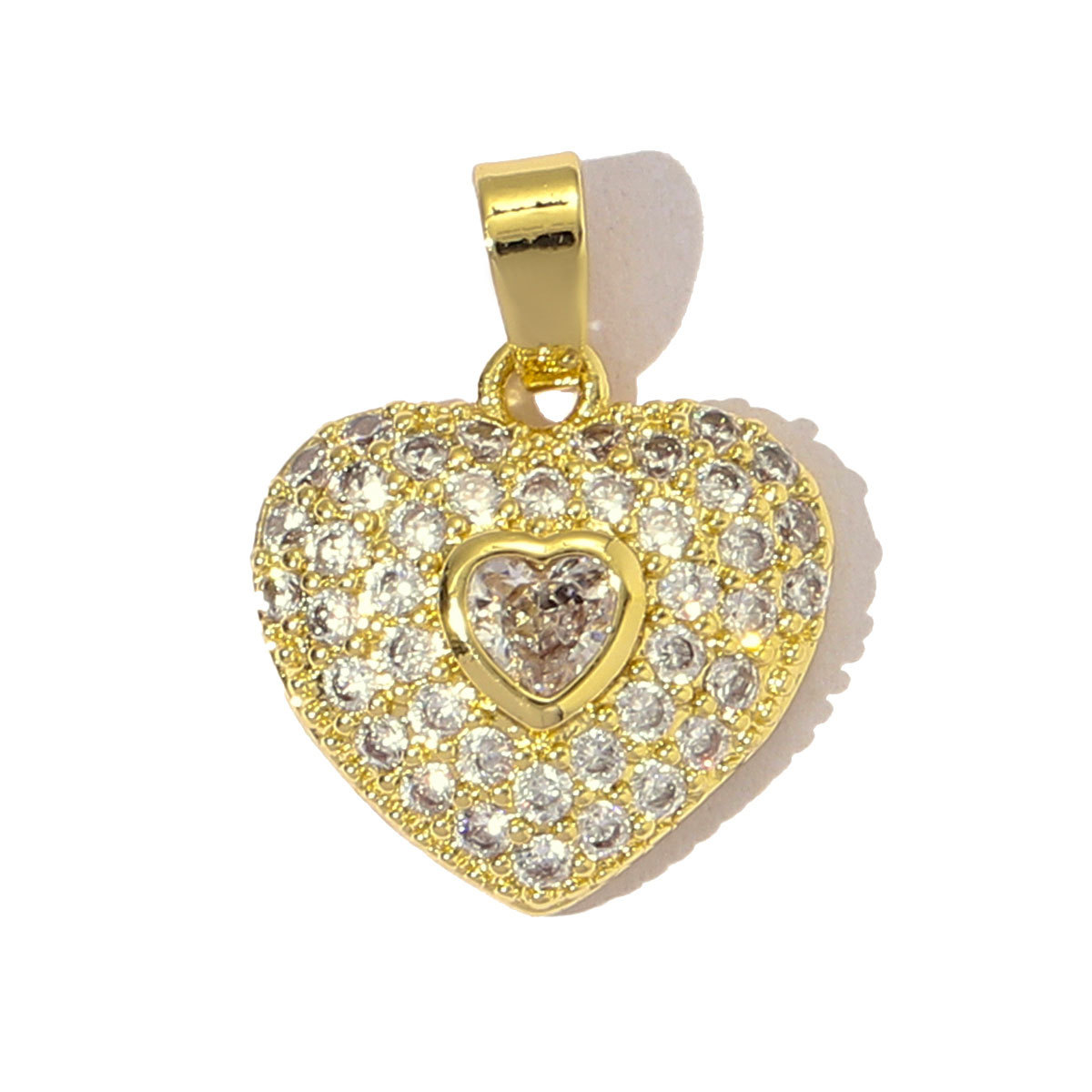 6pcs/pack Luxury 18k Real Gold Cubic Zircon Angel Wing Heart Charms Copper CZ Love Pendants For DIY Jewelry Necklace Making