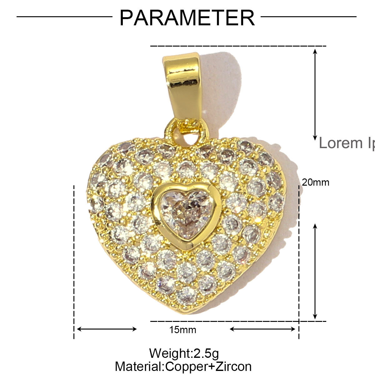 6pcs/pack Luxury 18k Real Gold Cubic Zircon Angel Wing Heart Charms Copper CZ Love Pendants For DIY Jewelry Necklace Making