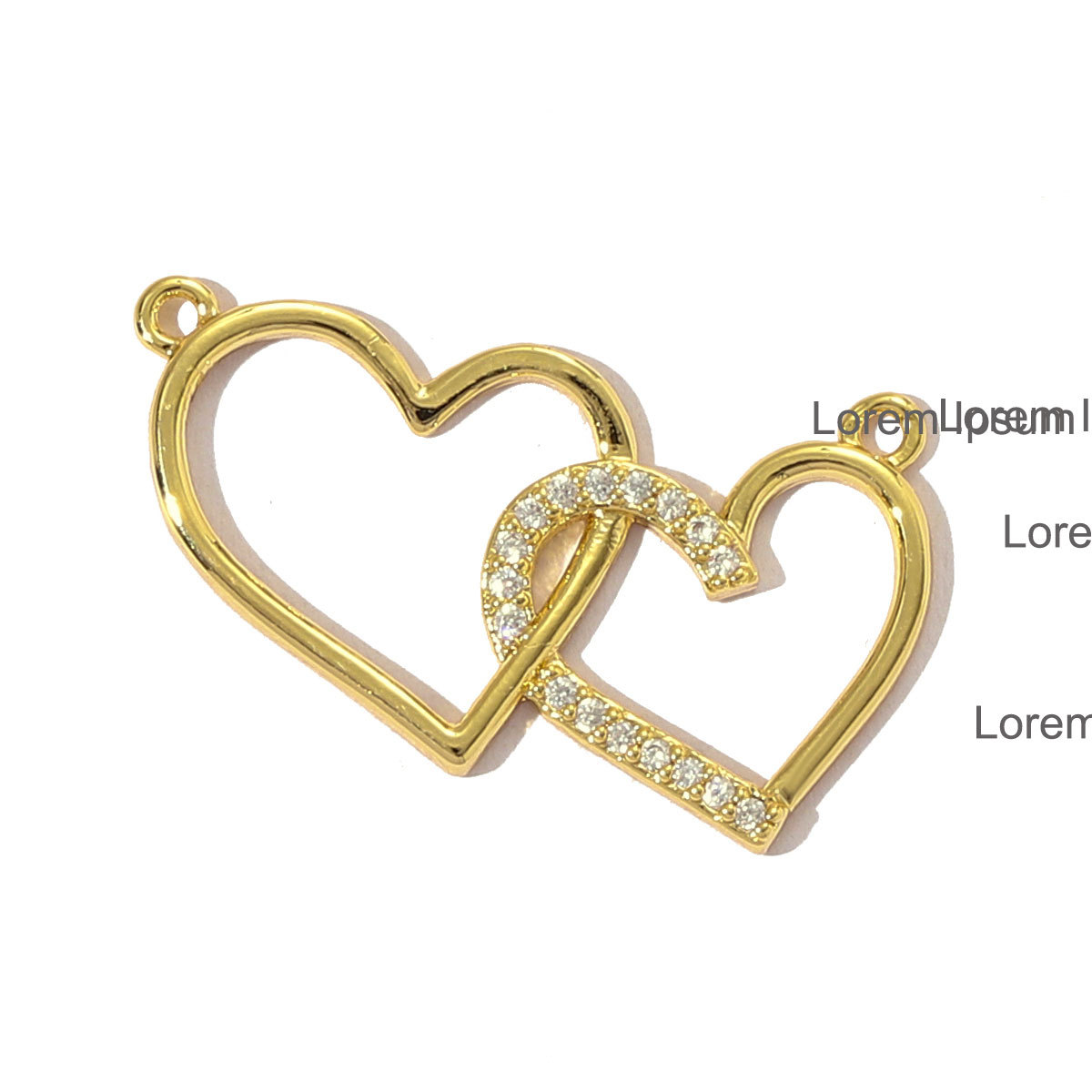 6pcs/pack Luxury 18k Real Gold Cubic Zircon Angel Wing Heart Charms Copper CZ Love Pendants For DIY Jewelry Necklace Making
