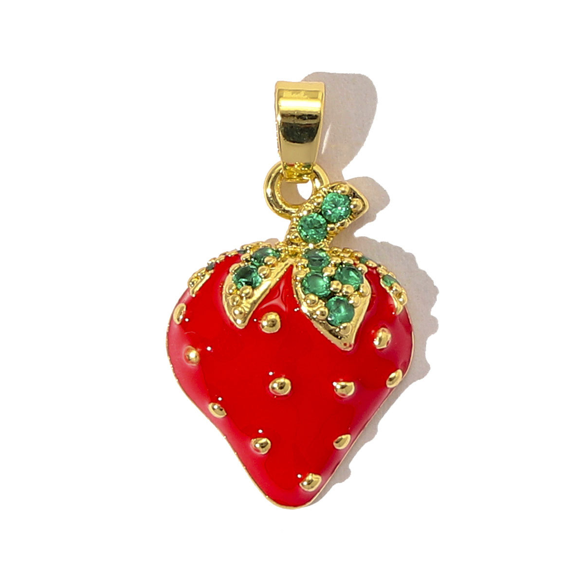 6pcs/pack Luxury Strawberry Cherry Cubic Zircon Angel Wing Charms Clover Rose Flower Copper CZ Necklace Pendants DIY Jewelry