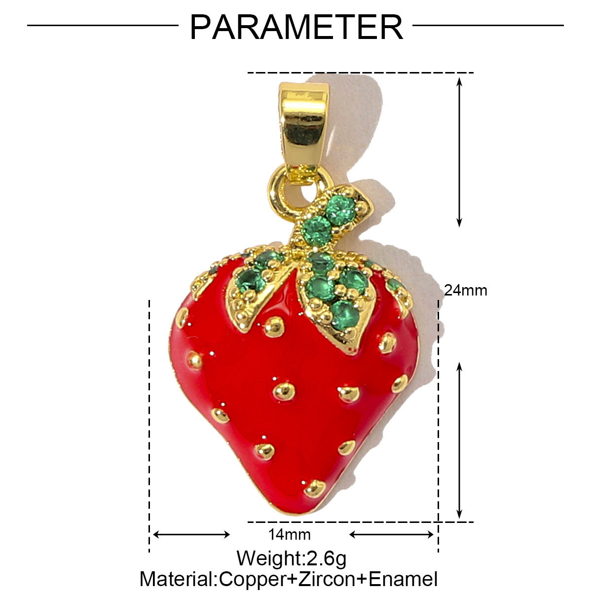 6pcs/pack Luxury Strawberry Cherry Cubic Zircon Angel Wing Charms Clover Rose Flower Copper CZ Necklace Pendants DIY Jewelry