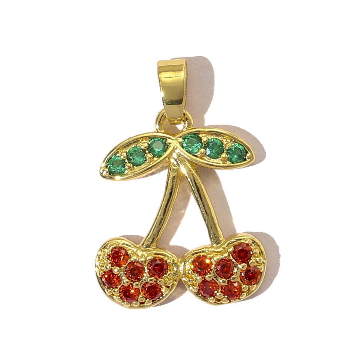 6pcs/pack Luxury Strawberry Cherry Cubic Zircon Angel Wing Charms Clover Rose Flower Copper CZ Necklace Pendants DIY Jewelry