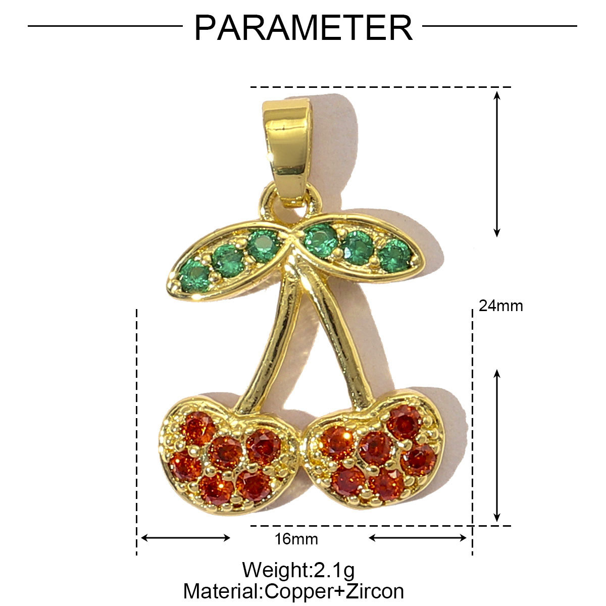 6pcs/pack Luxury Strawberry Cherry Cubic Zircon Angel Wing Charms Clover Rose Flower Copper CZ Necklace Pendants DIY Jewelry